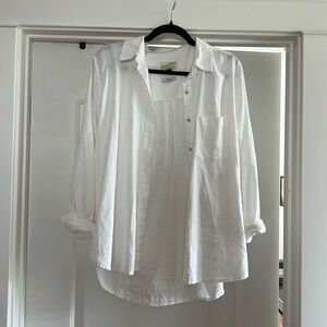 Universal thread white linen button down shirt